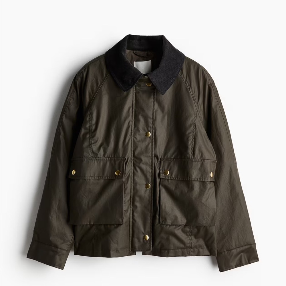 H&M Green BarnJacket Black Collar S